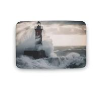 Lighthouse in Storm - Tapis de sol antidérapant et absorbant, résistant à la saleté, tapis d'entrée de cuisine, tapis de porte lavable pour décoration d'intérieur, 50 x 80 cm