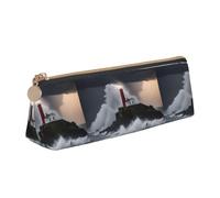 Lighthouse In Storm Trousse légère et spacieuse avec fermeture éclair triangulaire pour outils d'écriture, blanc, Taille unique