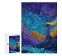 Lighthouse in Stormy Night Puzzle 300 Pièces Educa Jouet en Bois Cadeau Unique Décoration Intérieure Jeu Éducatif Challenge Toy Adultes Et Enfants À Partir De 14 Ans 300 PCS
