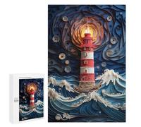 Lighthouse in The Storm Jeu D’Assemblage en Bois, 1000 PCS - Cadeau D’Anniversaire De Couple - pour Un Défi Gratifiant Le W nd