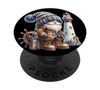 Lighthouse Keeper GNOME for Beach Trip and Family Vacation PopSockets PopGrip Adhésif