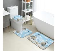 Lighthouse Lot de 3 tapis de bain à séchage rapide, absorbant, antidérapant, lavable en flanelle, motif vagues d'oiseaux côtiers, pour la plage d'été