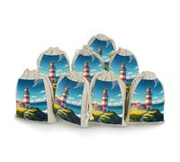 Lighthouse Lot de 8 pochettes réutilisables en coton et chanvre avec cordon de serrage pour mariage, bricolage, fête (12 x 17 cm)