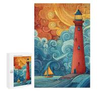 Lighthouse Ocean Waves Art Print-1 Puzzle 1000 Pièces Educa Jouet en Bois Cadeau Unique Décoration Intérieure Jeu Éducatif Challenge Toy Adultes Et Enfants À Partir De 14 Ans 1000 PCS