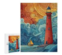 Lighthouse Ocean Waves Art Print-1 Puzzle 1000 Pièces Educa Jouet en Bois Cadeau Unique Décoration Intérieure Jeu Éducatif Challenge Toy Adultes Et Enfants À Partir De 14 Ans 500 PCS