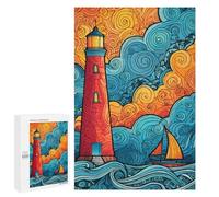 Lighthouse Ocean Waves Art Print Puzzle 1000 Pièces Educa Jouet en Bois Cadeau Unique Décoration Intérieure Jeu Éducatif Challenge Toy Adultes Et Enfants À Partir De 14 Ans 1000 PCS