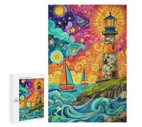 Lighthouse Ocean Waves Painting Puzzle 1000 Pièces Educa Jouet en Bois Cadeau Unique Décoration Intérieure Jeu Éducatif Challenge Toy Adultes Et Enfants À Partir De 14 Ans 1000 PCS