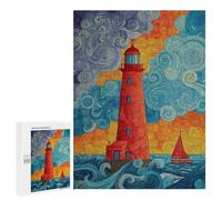Lighthouse Ocean Waves Sunset Puzzle 1000 Pièces Educa Jouet en Bois Cadeau Unique Décoration Intérieure Jeu Éducatif Challenge Toy Adultes Et Enfants À Partir De 14 Ans 500 PCS