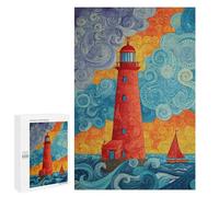 Lighthouse Ocean Waves Sunset Puzzle 1000 Pièces Educa Jouet en Bois Cadeau Unique Décoration Intérieure Jeu Éducatif Challenge Toy Adultes Et Enfants À Partir De 14 Ans 1000 PCS