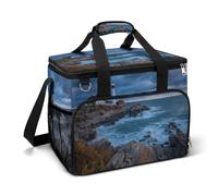 Lighthouse on The Rocky Coastline Sac isotherme portable anti-fuite avec bandoulière pour camping
