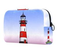 Lighthouse on the Sea Trousse de toilette pour femme, trousse de toilette de voyage, grande pochette de maquillage pratique avec fermeture éclair, multicolore, 18.5x7.5x13cm/7.3x3x5.1in, Trousse de