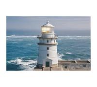 Lighthouse - Petit tapis lavable avec envers en caoutchouc antidérapant pour cuisine, chambre à coucher, salle de bain, décoration de sol motif phare Sandbeach