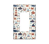 Lighthouse - Plaque murale décorative en plastique de taille standard pour interrupteur à bascule, baleine, voilier estival, bleu marine, taille standard pour maison, salon, chambre à coucher, salle