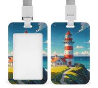 Lighthouse - Porte-badge avec cordon de suspension, peinture diamant - Étui de protection vertical multi-usage pour bureau, enseignant, infirmière