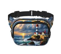 Lighthouse Sac banane pour femme avec impression peinture diamant pour voyage, course à pied, chasse pour adulte, noir, One Size