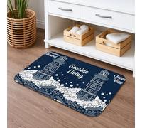 Lighthouse Tapis de bain à séchage rapide antidérapant en flanelle lavable pour salle de bain et toilettes, vue nautique, 40,6 x 61 cm
