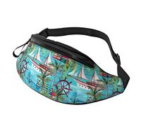 Lighthouse Yacht and Ocean Waves Crossbody Bag Runner Small Hip Pouch Bum Bag Running Waistpack Bumbag Beltbag Sport Mince À La Mode pour Jogging Randonnée Femme