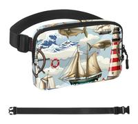Lighthouses and Ships Sac banane imperméable avec sangles réglables pour homme et femme, avec poches à fermeture éclair, pour entraînement, course à pied, voyage, randonnée, multicolore, taille
