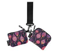 Lighting Boho Lot de 2 portefeuilles rouges pour femmes et filles de taille compacte avec poche zippée, éclairage boho rouge, 1 size, Art déco