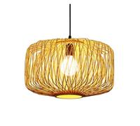 Lighting Fixture Hand Woven Pendant Kitchen Island Hanging Wicker Lamp, Industrial Chandelier for Dinner Room Hallway(32cm/12.6in*42cm/16.5in)