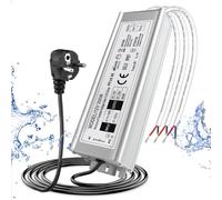 LightingWill Alimentation 12V 25A 300W IP67, Transformateur 220V 12V Étanche avec Prise, Convertisseur AC 220V vers DC 12 Volts, Transfo pour Bandes, Lampes et Projecteurs