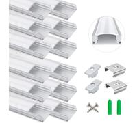 LightingWill Profilé LED Aluminium en U 12 x 1 m Argent, Diffuseur Opalin, Kit avec Embouts et Clips, Rail pour Ruban LED, Dissipateur de Chaleur, Installation LED