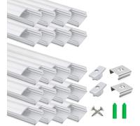 LightingWill Profilé LED Aluminium en U 20 x 1 m Argent, Diffuseur Opalin, Kit avec Embouts et Clips, Rail pour Ruban LED, Dissipateur de Chaleur, Installation LED