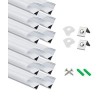 LightingWill Profilé LED Aluminium en V 12 x 1 m Argent, Diffuseur Opalin, Kit avec Embouts et Clips, Rail pour Ruban LED, Dissipateur de Chaleur, Installation LED