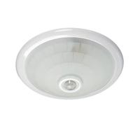 LightLogic Plafonnier avec détecteur de mouvement pour maison et bureau - Plafonnier rond E27 - Lampe en verre et acier avec capteur PIR 360° pour intérieur - Blanc