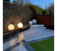 LightLogic Sphère lumineuse Ø39 cm - Éclairage de jardin avec douille E27 - IP65 - Lampe décorative pour extérieur - Effet pierre naturelle - Borne lumineuse sur secteur