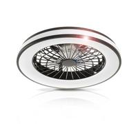 LightLogic Ventilateur de plafond LED avec éclairage et télécommande - Plafonnier avec ventilateur Ø48,5 cm - Lampe de plafond dimmable avec température de couleur CCT 3000K-6500K - Blanc et noir