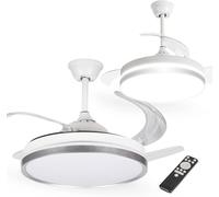 LightLogic Ventilateur Plafond Pale Retractable Ø107 cm, 36 W, 3 Couleurs de Lumière, Mode Nuit, Télécommande, Bras rotatif, model LL IVERN CCT