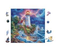 LightMaison in Storm 100 Pièces Puzzle Amateur d'art en Voitureton Anti-Déchirure Haute Qualité Difficile Niveau Expert Décoration Murale Idée Cadeau Anniversaire 28x28cm