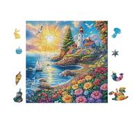 LightMaison on Coastal Hill 100 Pieces Casse-tête Amateur d'art en Voitureton Haute Qualité Difficile Niveau Expert Décoration Murale Cadeau Fête des Mères Haute Qualité 28x28cm