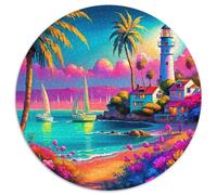 LightMaison Paysage 1000 Piece Art créatif Puzzle Rond, pour Enfants Adult Éduchatif Décoration pour Enfants Cadeau 12 Ans De Qualité Supérieure 1000pcs (67.5x67.5cm)