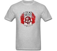 Lightn Live Louder 2018 Punk Style Men T-Shirt The Dead Daisies Skull Grey T Shirt Vintage Art Drawing Red Wings Print Tee Men-Black Manches Courtes(Large)