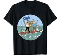 Lightn Tin-Tin T-shirt Aventure de la mer avec Captain Haddock, Noir , XXL