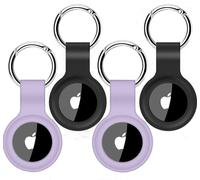 LIGHTNETSEE Lot de 4 coques de protection pour AirTag Étui de protection portable en silicone pour Apple Airtags Coque de protection antichoc pour carrelage anti-rayures avec mousqueton C