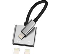 Lightning Adapter Jack 2 In 1 For Iphone 14 13 12 Pro Earphone Charger Audio Auxiliary Cable Splitter Plug Connector For Apple For Ipad Tablet Headphone Car Accessories Music Adapter