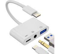Lightning Adapter USB 3.5mm Headphone Jack Fast Charger OTG for iPhone Accessories Aux Audio Connector Keyboards USB Flash Drive Card Reader Mouse Hub 14 13 12 11 Pro Max for iPad L+3.5