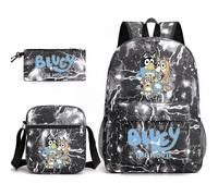 (Lightning Black 3) Sac à dos d'école trois pièces Bluey de haute qualité de haute qualité