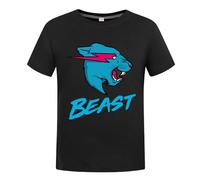 Lightning Cat YouTube Gamer Garçons Filles 100% Coton T-Shirts Unisexe Enfants Tee, Noir , 7-8 ans