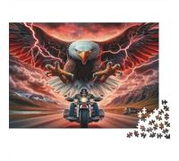 Lightning Eagle 1000 Pièces Puzzle À Assembler Papier Recyclable Motorcycle Art Sénior Puzzles Jeu De Fête Props Excellent Cadeau Idea pour Femmes and Men Both 38x26cm/1000pcs