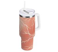 Lightning - Gobelet Coldee sous vide avec couvercle et paille - Grande bouteille d'eau à large ouverture avec couvercle pour eau, thé glacé ou café - Or rose