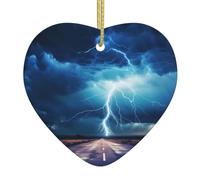 Lightning in a flash Cœur à motifs, décoration de Noël exquise en céramique Décoration de table 7,4 cm Idéal pour les rebords de fenêtre et les cheminées.
