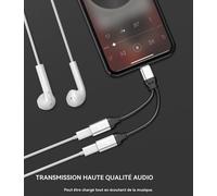 Lightning Jack Adapter 2in1 For Iphone14 13 12 11 Pro Max Earphone Audio Charger Plug Connector Car Splitter Certified For Apple Mfi For Ipad Double Cable Accessory Auxiliary Phone