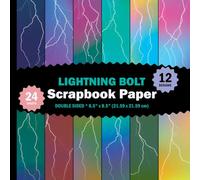 Lightning Scrapbook Paper: Sky Thunder Storm Color Sheets for Crafts, Cards, Junk Journals, School Projects, Origami - 12 Designs - 2 Sheets/Design - 8.5"x8.5"