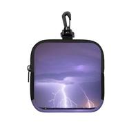 Lightning Storm Petite pochette de rangement étanche en néoprène avec fermeture éclair pour écouteurs, porte-clés