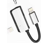 Lightning To 3.5 Mm Audio Jack Adapter (2 In 1) Certified For Apple Mfi Earphone Charging Plug For Iphone 14 13 Pro Max Headphone Aux Splitter Cable Charger Auxiliary Connector For Ipad Accessory
