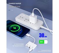 Lightning To 3.5mm Earphone Jack Adapter (3in1) For Iphone 14 13 Pro Max For Ipad Aux Audio Cable For Apple Dual Headphone Charger Socket Splitter Auxiliary Charge Connector Car Accessory